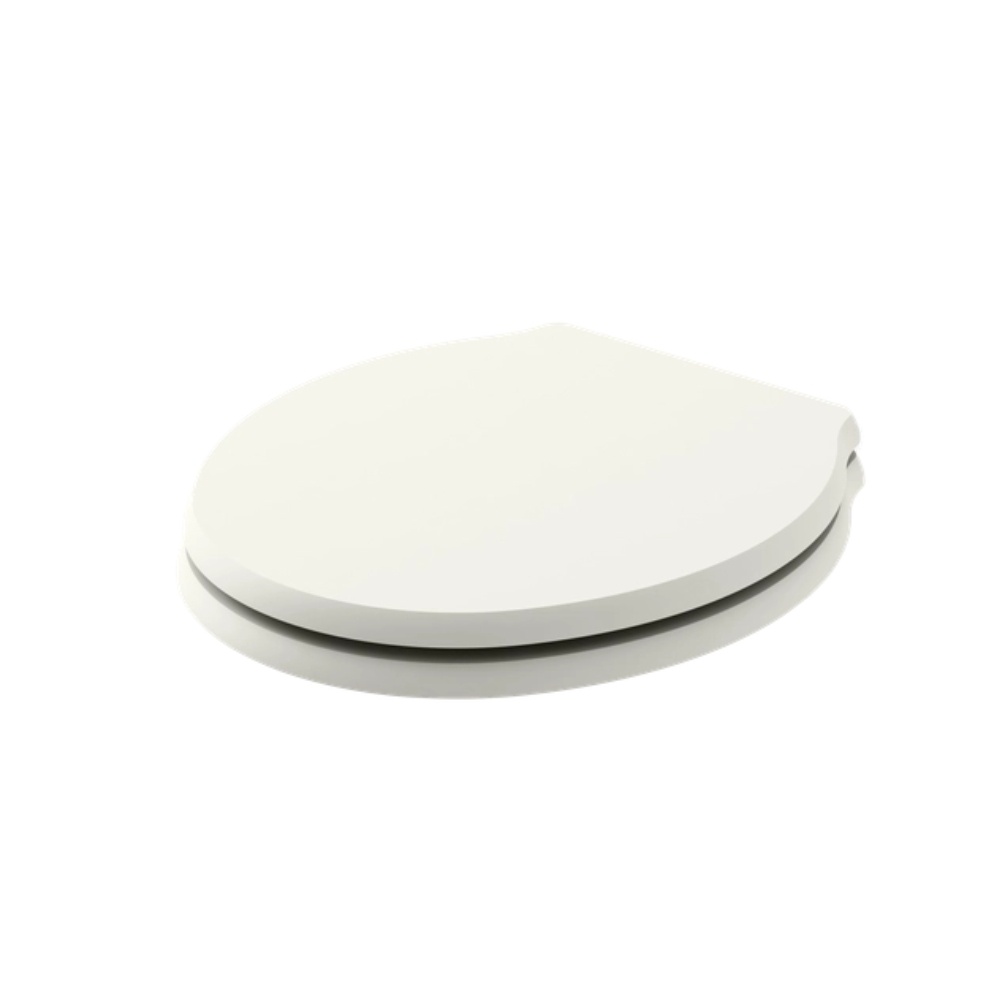 Product cut out image of the Bayswater Porchester Pointing White Traditional Wood Soft Close Toilet Seat